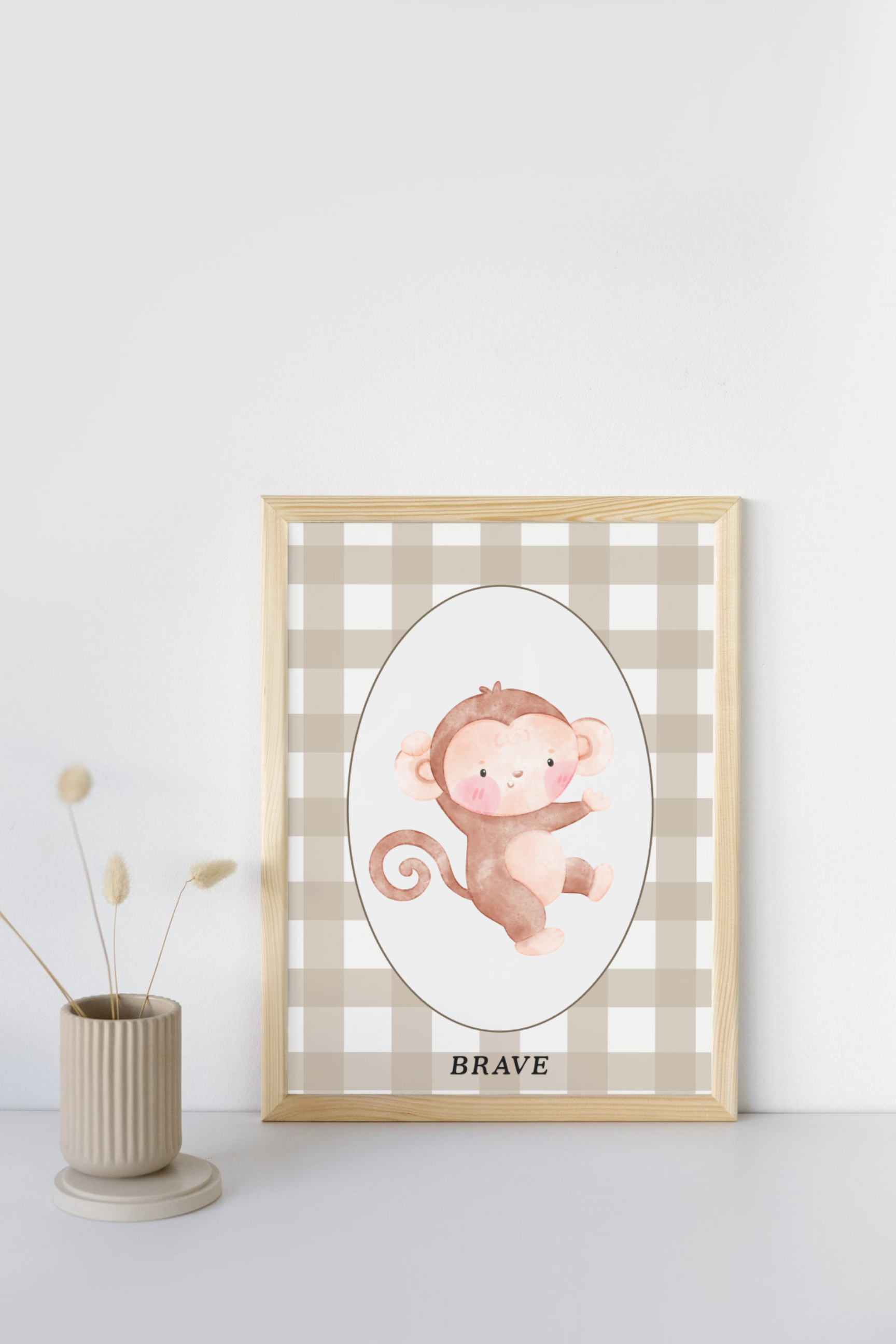 Monkey Nursery Wall Art Trio Bundle | Brave Kind Strong Printable Posters | Safari Baby Room Decor