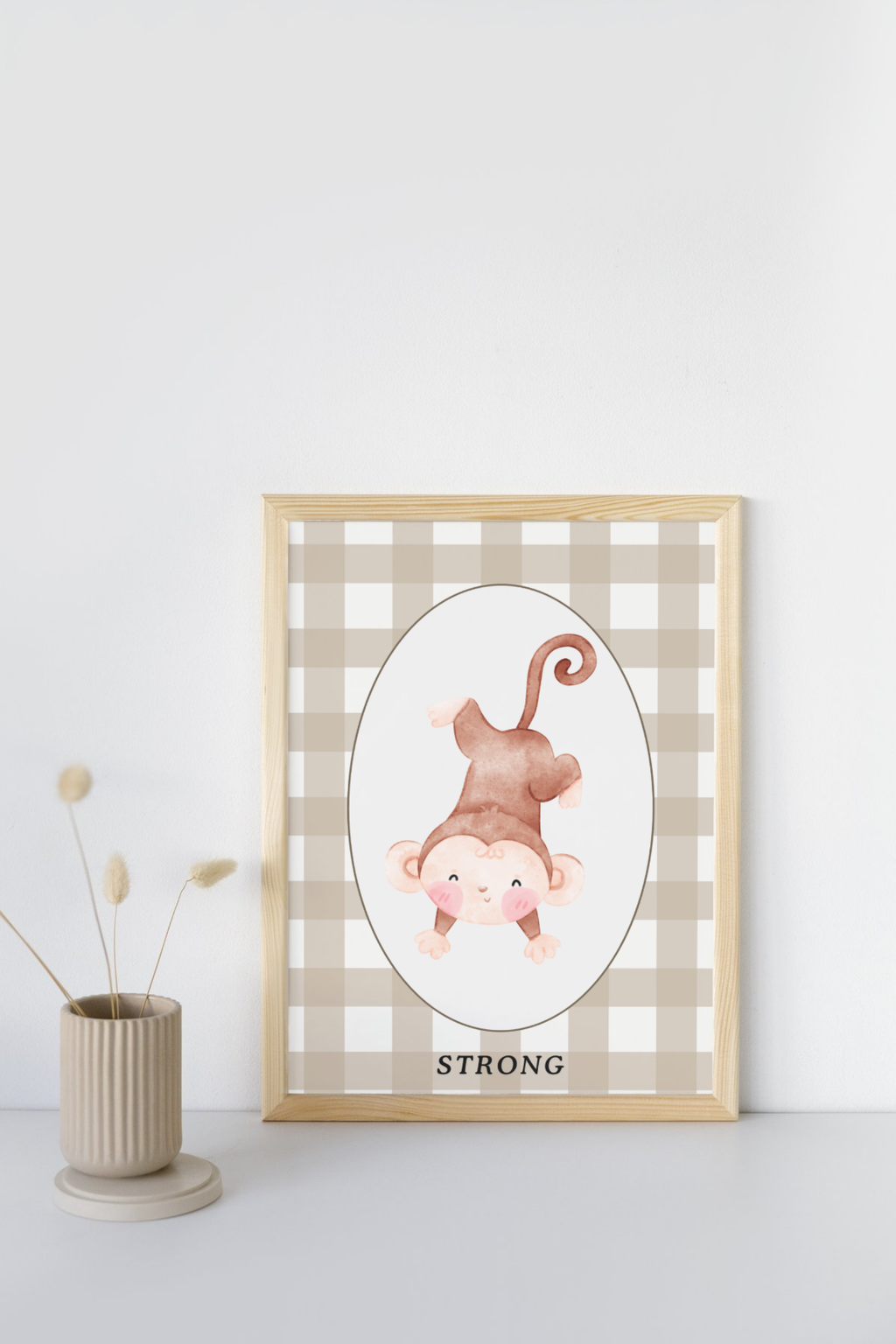 Monkey Nursery Wall Art Trio Bundle | Brave Kind Strong Printable Posters | Safari Baby Room Decor