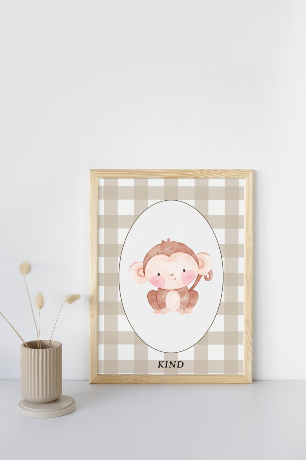 Monkey Nursery Wall Art Trio Bundle | Brave Kind Strong Printable Posters | Safari Baby Room Decor