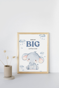 Dream Big Little One Elephant Nursery Wall Art | Neutral Baby Room Decor | Digital Download