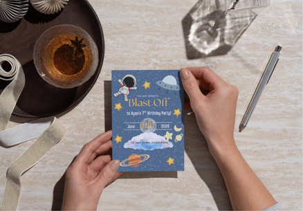 Cute Editable Space Birthday Invitation Template | Astronaut Kids Birthday Invite | Instant Download
